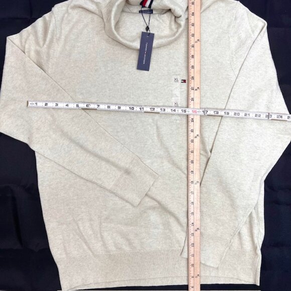 New  Tommy Hilfinger Beige Cream Cotton Cashmere Turtleneck Sweater size XLT(19 - Picture 7 of 7
